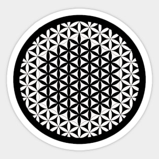 Flower Of Life Mandala Black and White Sticker